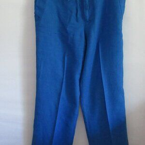 Lauren Ralph Lauren blue 100% linen tie front wide leg relaxed pants *Sz 10*